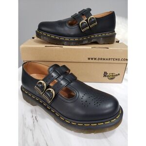 Dr. Martens 8065 Mary Jane Smooth Leather Black Women size 8  Double Buckle Docs